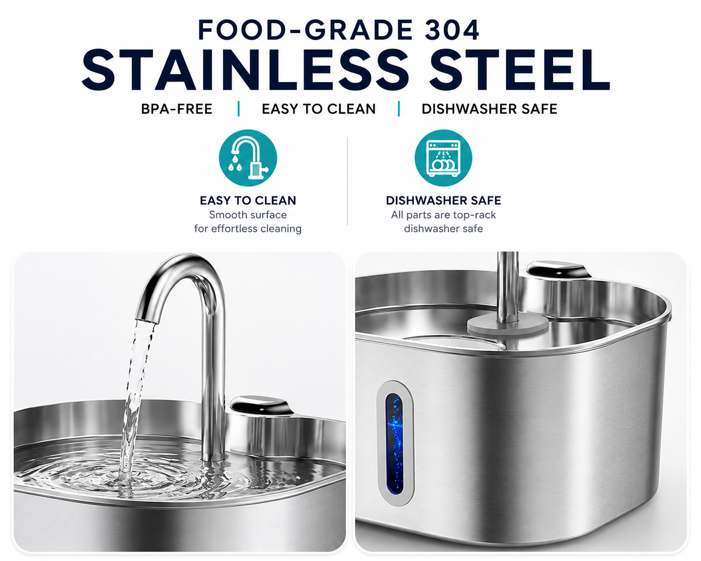 Stainless Steel Automatic Water Fountain 3.2L with Window | Wuvpets