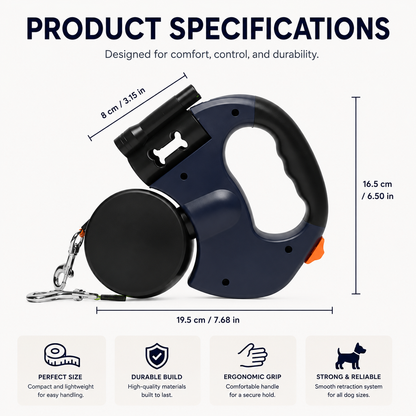 Double Retractable Leash with LED Light & Poop Bag Holder | Wuvpets