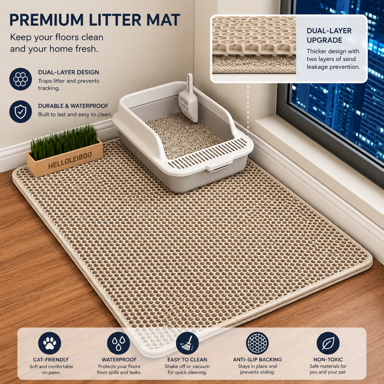 Cat Litter Mat with Spread Control | Wuvpets