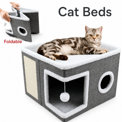 4-Level Foldable Cat House with Scratcher | Wuvpets
