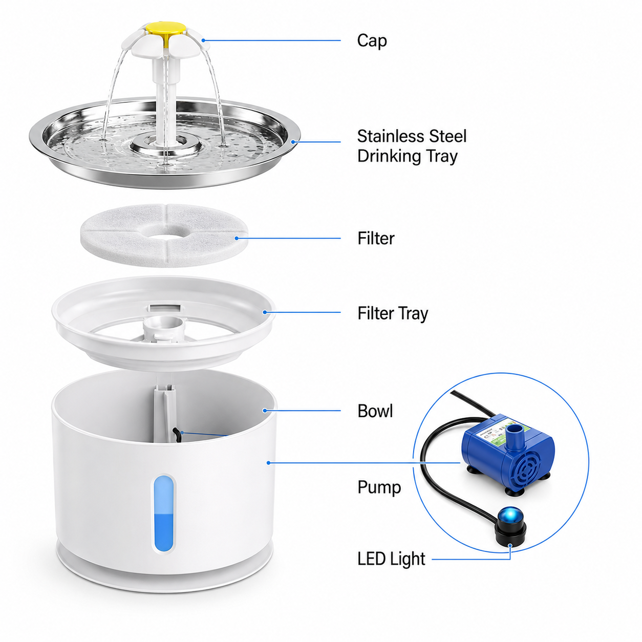 Automatic Cat Water Fountain with Carbon USB Filter | Wuvpets